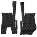 Ковры SCANIA 5 серии Р (автомат) (экокожа, черный, серый кант, серая вышивка)