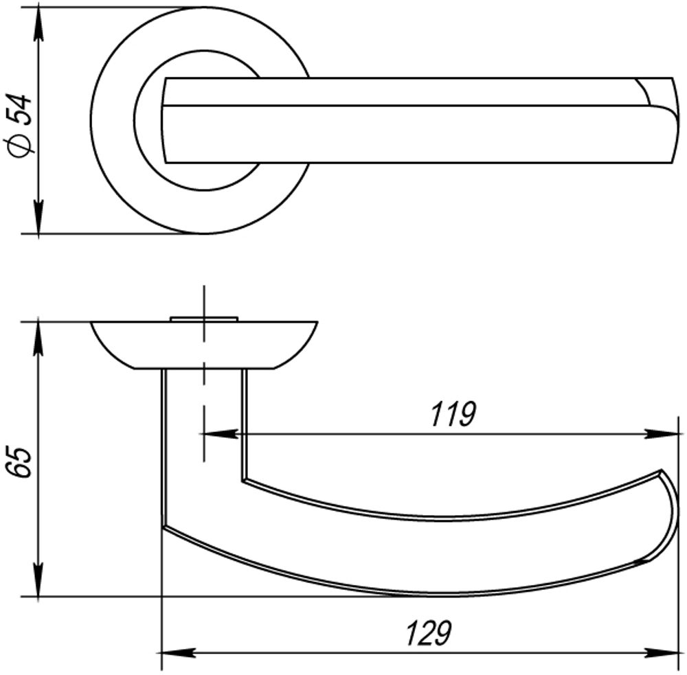 Ручка раздельная R.AR54.ALFA (ALFA AR) 140mm CP-8 хром