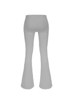 grey flared trousers
