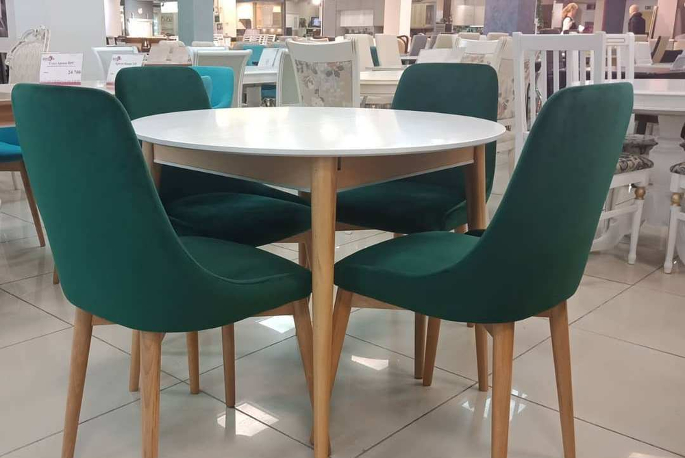 Стол обеденный Арека КС 950 (бук/тон шале/тон подстолья 2/ножка 8) 95х95(125)