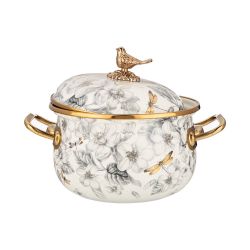 КАСТРЮЛЯ ЭМАЛИРОВАННАЯ AGNESS С КРЫШКОЙ, СЕРИЯ ЯБЛОНЕВЫЙ САД, 2,1Л, ДИА.16СМ