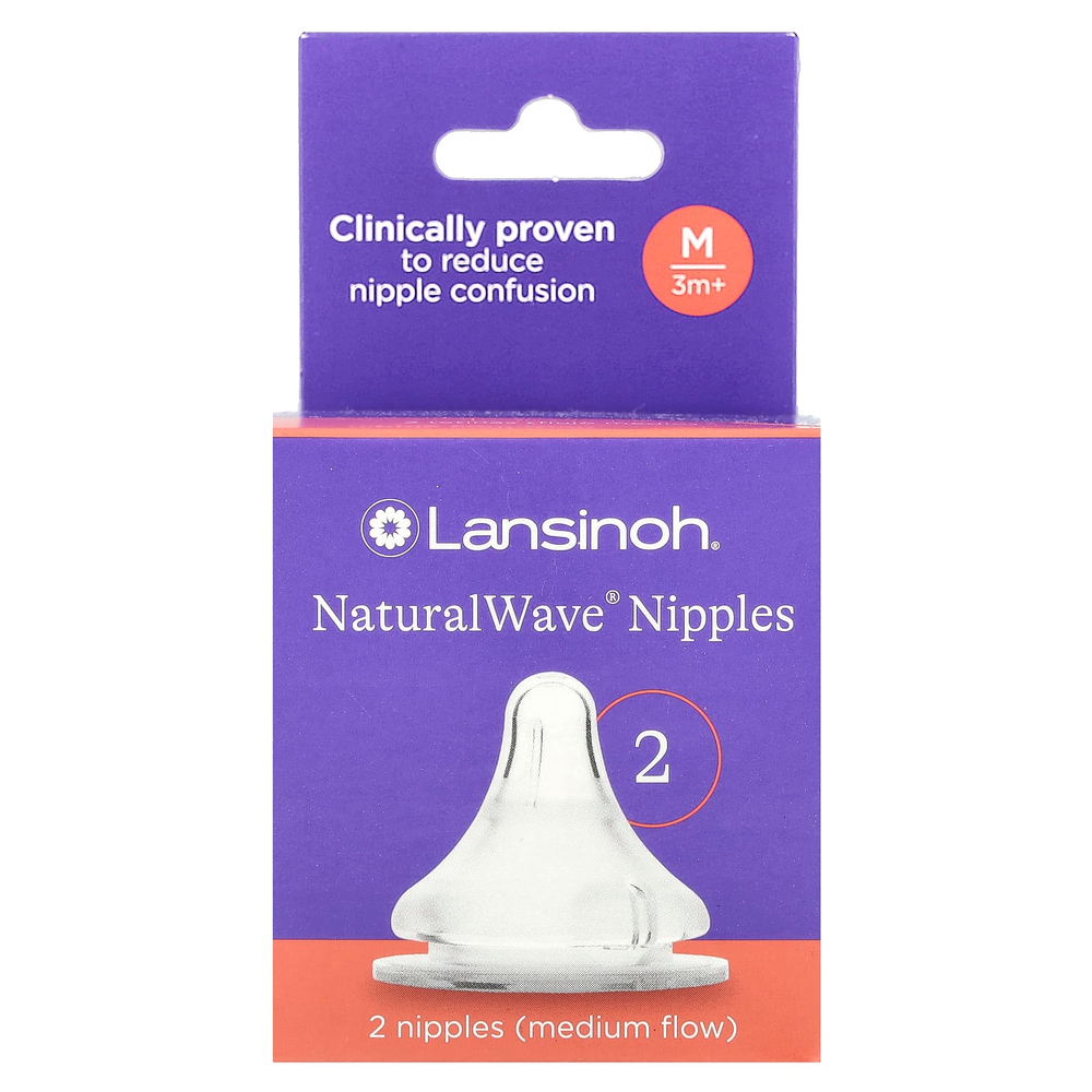 Lansinoh, NaturalWave®, соски от 3 месяцев, средний поток, 2 соски
