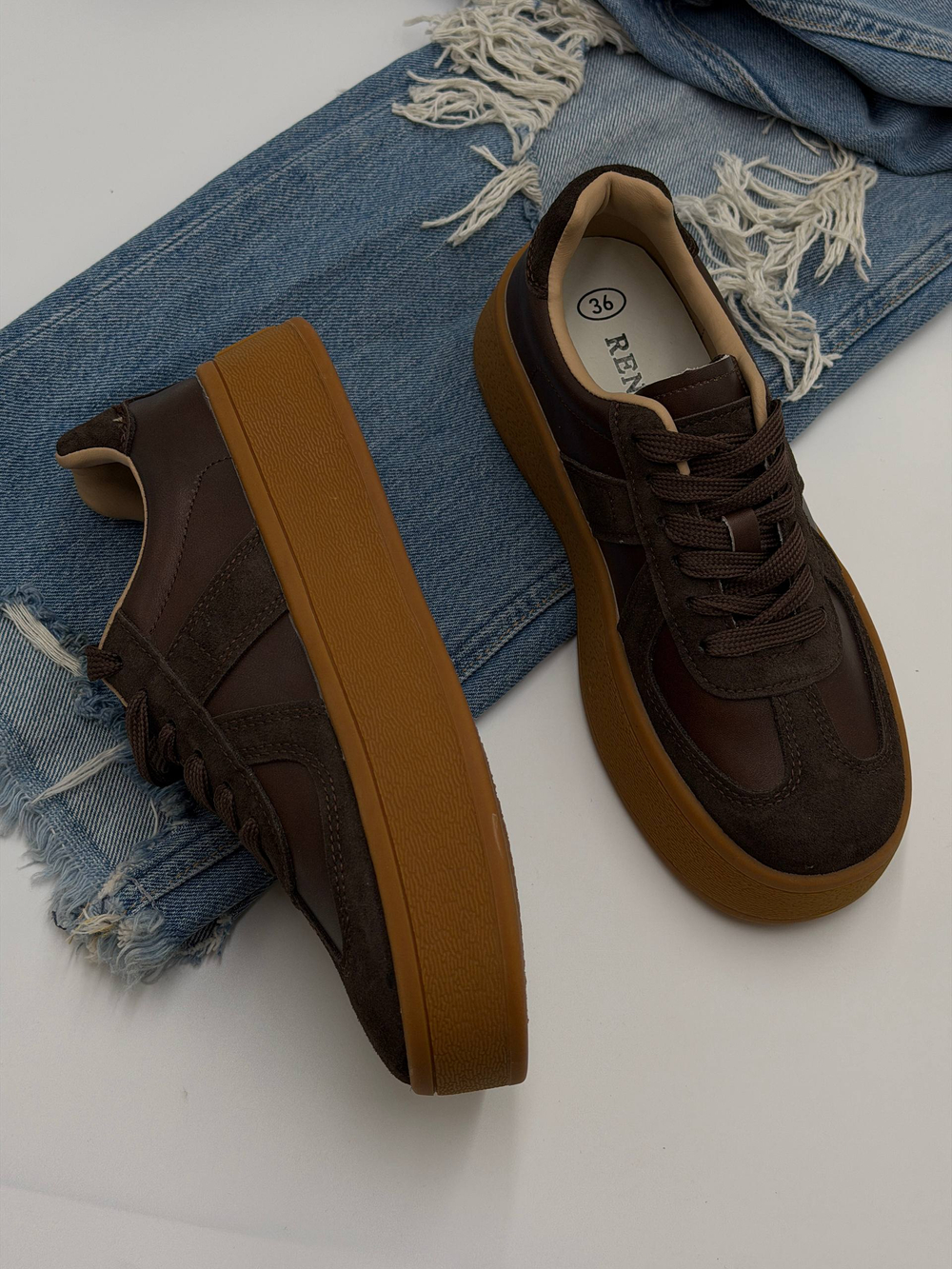 Кроссовки женские натуральная кожа арт. 9009-2 цвет "коричневый"