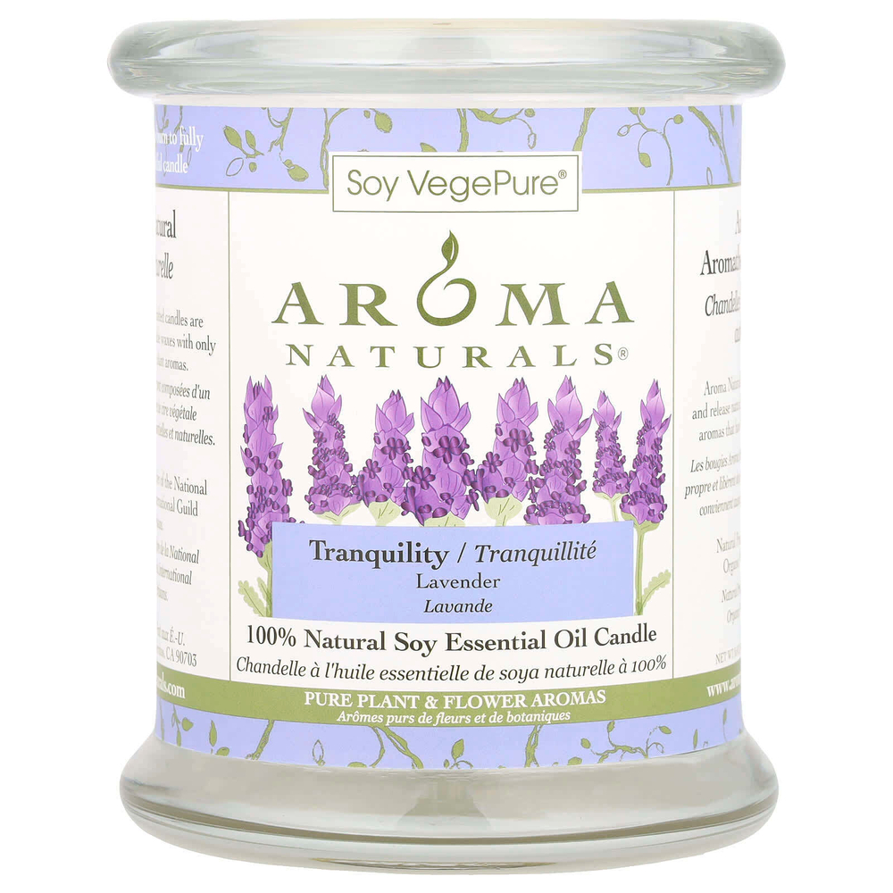 Aroma Naturals, Soy VegePure®, свеча из 100% натурального соевого масла, Tranquility, лаванда, 260 г (8,8 унции)