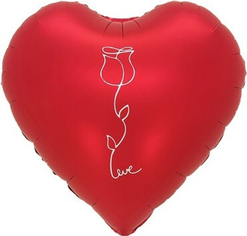 Шар (18''/46 см) Сердце, Роза, Красный, Сатин, 1 шт.