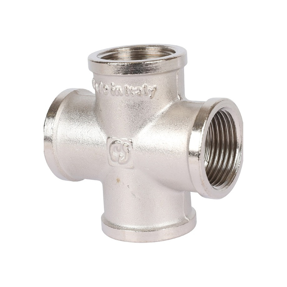 Крестовина STOUT SFT 0031 - 3/4" (для стальных труб, латунь никелированная)