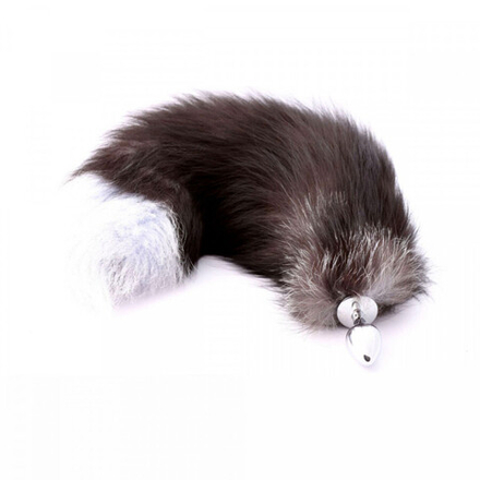 Анальная пробĸа Crazy Handmade, с натуральным лисьим хвостом, серебристая - 9 см