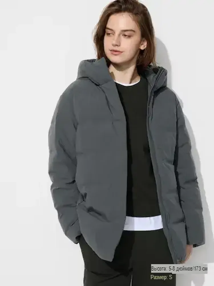 UNIQLO БЕСШОВНЫЙ ПУХОВИК, ЗЕЛЕНЫЙ