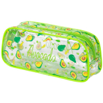 Пенал-косметичка BRAUBERG LUCENT на молнии прозрачный "Avocado" 21х5х9 см (2 штуки в упаковке)