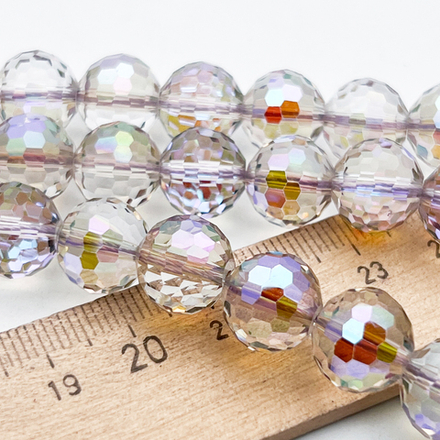 Бусина Шар с огранкой, стекло, цвет дымчатый AB, размер 11,5 мм, цена за набор 7 бусин