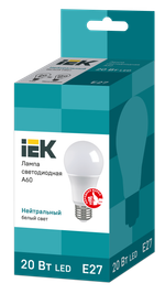 Лампа светодиодная A60 груша 20Вт 230В 4000К E27 IEK