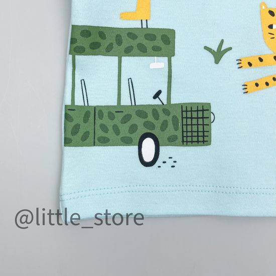 Футболка хлопковая "Веселое сафари" голубая вода