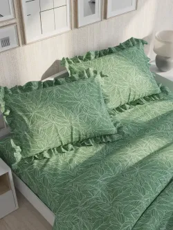 Декоративная наволочка с рюшами, оборками "Джунгли" 50х70 см, 1 шт, без молнии