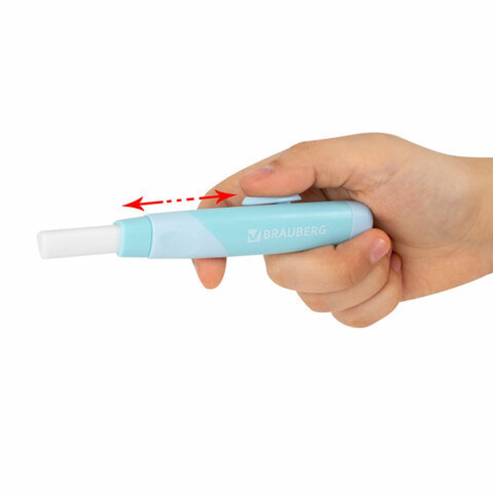 Ластики выдвижные BRAUBERG "REWIND", 2 ШТУКИ, 112х21х24 мм, белые, пастельные цвета корпуса, блистер, 272687
