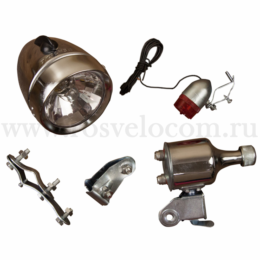 Фонарь с генератором для велосипеда, динамо 12V (Большой)