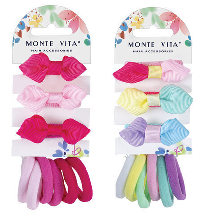 Резинка для волос НАБОР 9 шт., мягкие, medium size, ассорти форм, оттенки розового, MONTE VITA, 457107