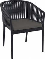 Кресло пластиковое с подушкой Siesta Contract Portofino, черный, темно-серый