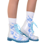 Прозрачные резиновые ботинки женские Invisible-Shoes с синей подошвой
