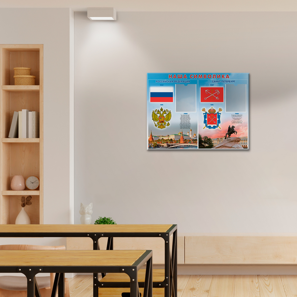 Патриотический стенд Наша символика. Российская Федерация. Санкт-Петербург с карманами А5 150000916