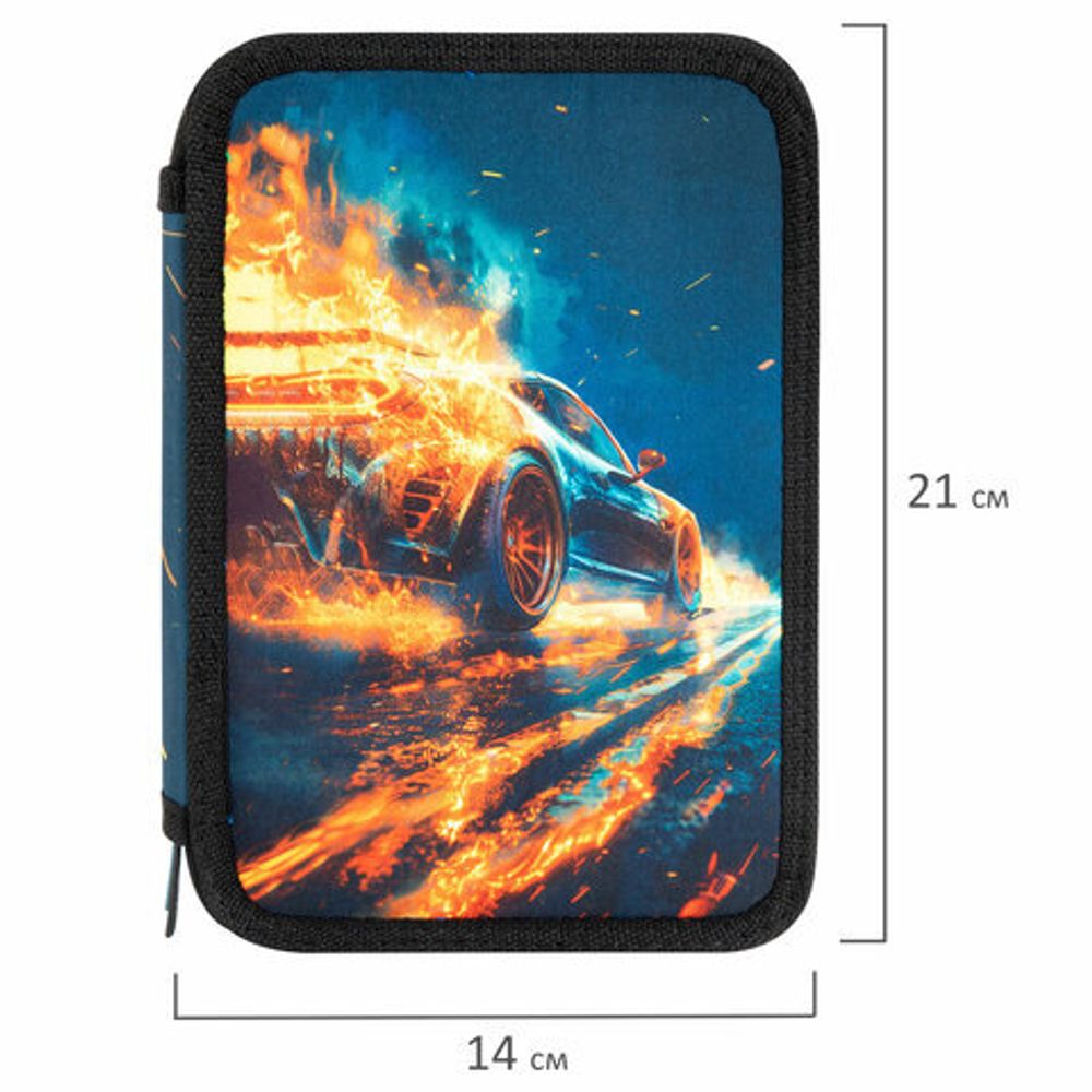 Пенал BRAUBERG, 3 отделения, полиэстер, 21х14 см, "Speed increase", 273539