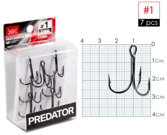 Крючки-тройники Lucky John PREDATOR LJH234 №1, 7 шт.