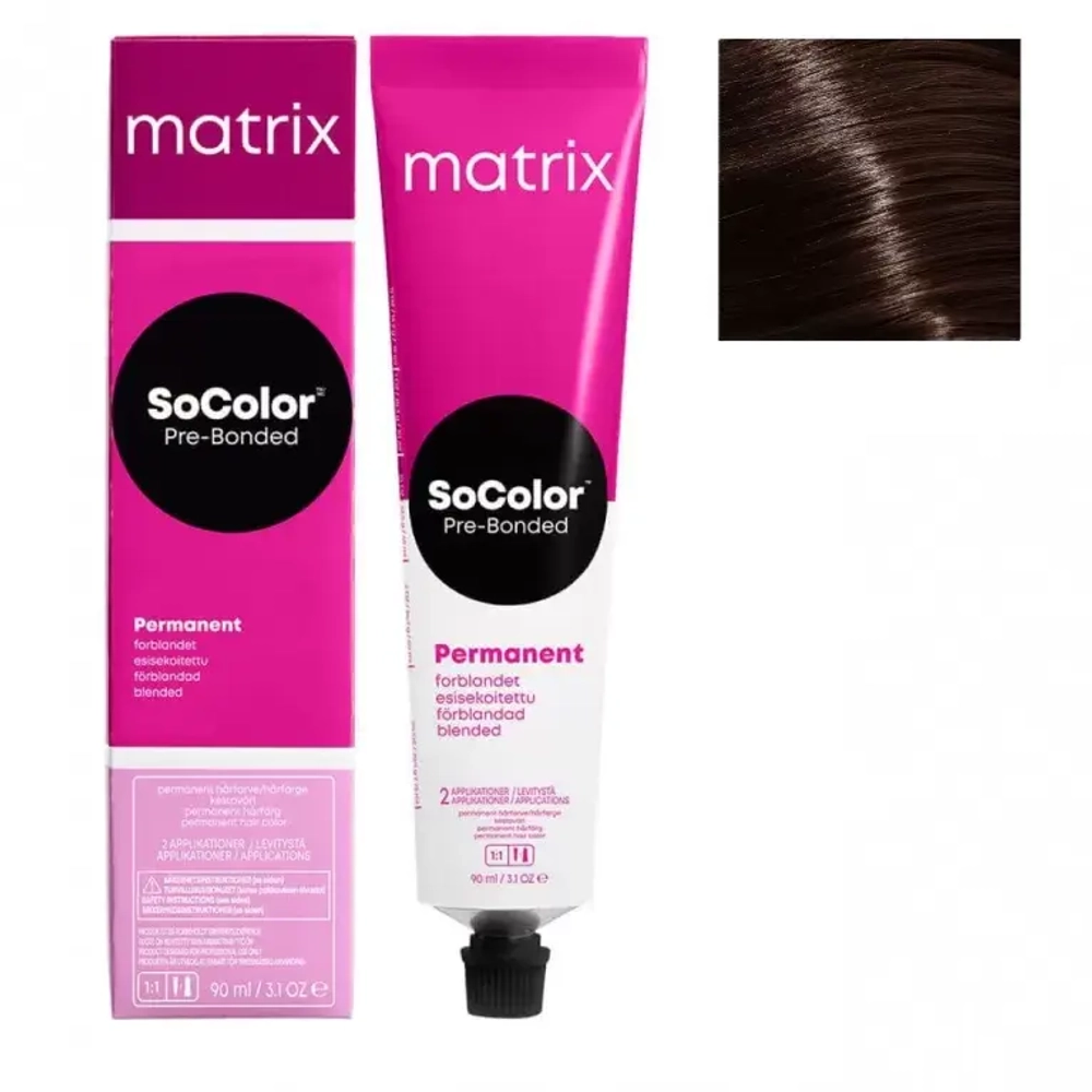 Matrix SoColor Pre-Bonded 4M Шатен мокка Крем-краска для волос, 90мл