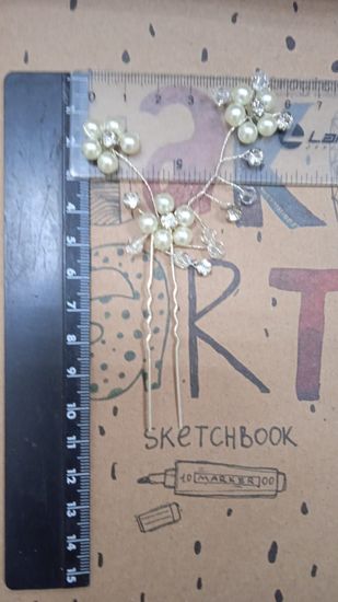 Шпилька цветочки,горный хрусталь, жемчуг, стразы "Летто" (Итальянский дизайн)