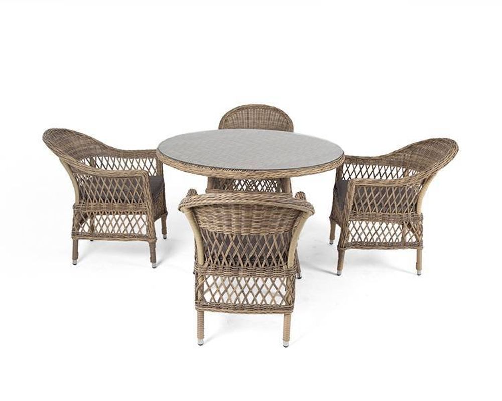 "Дольче" обеденная группа из искусственного ротанга, цвет соломенный