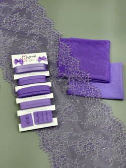 Кружево шантильи яркая лаванда с шампанью неэластичное ширина 22 см длина 1.45 м