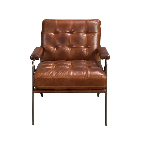 Кресло 5166 из коньячно-коричневой кожи