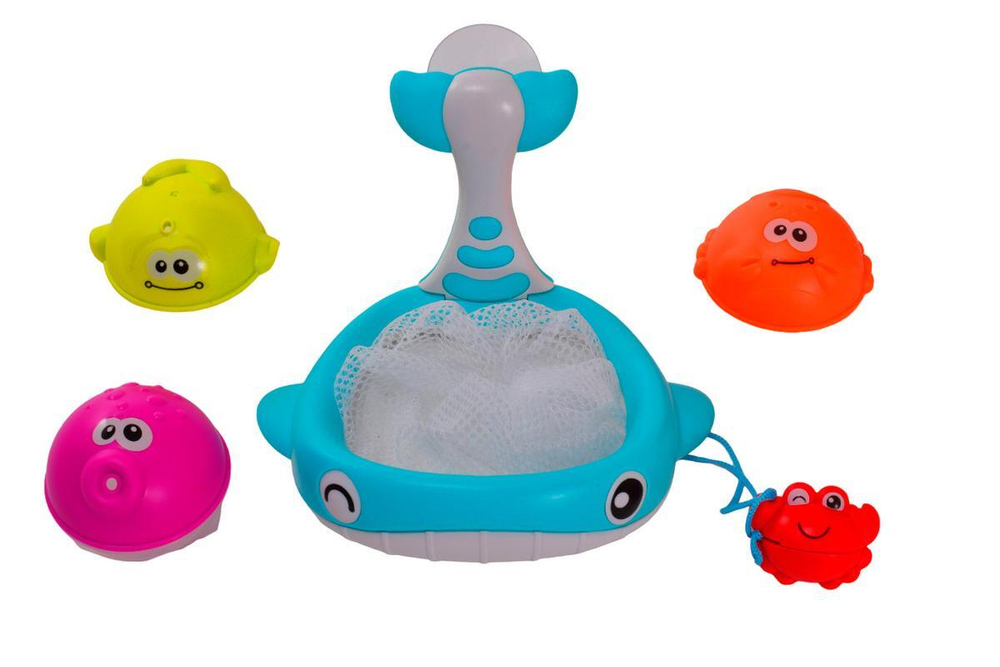 Игрушка для купания "Веселый кит", 3 шарика-лейки