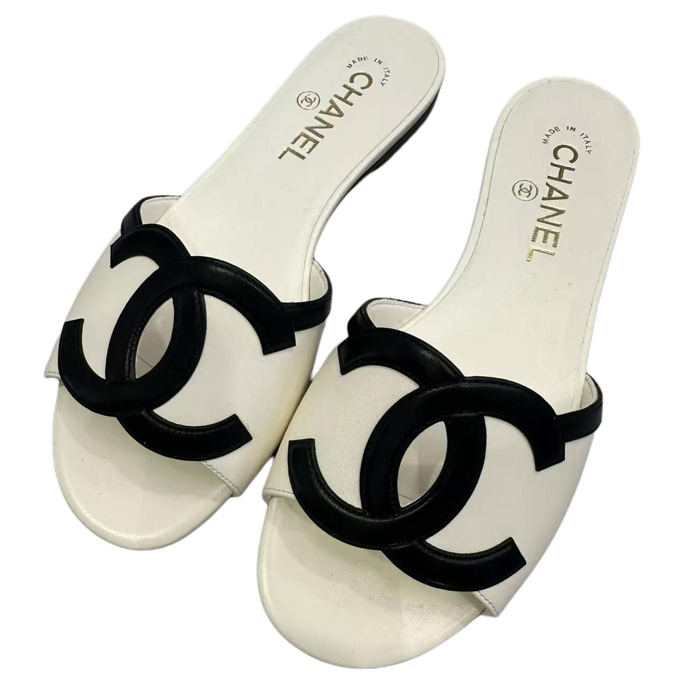 CHANEL Slide Slippers 1cm Women"s White