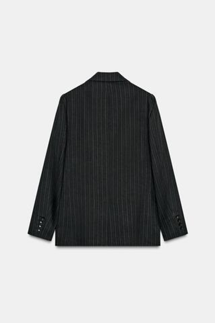 ZARA БЛЕЙЗЕР В ПОЛОСКУ С ЛЬНОМ — ZW COLLECTION, ЧЕРНЫЙ