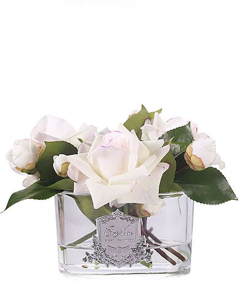 Бело-розовый букет роз в прозрачной овальной вазе, Cote Noire