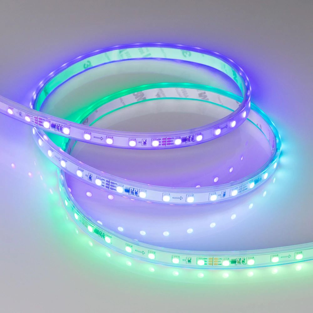 Светодиодная лента герметичная SPI-P-F72-11mm 24V RGB-PX6 (14.4 W/m, IP66, 3535, 5m) (Arlight, бегущий огонь) 030484(2)