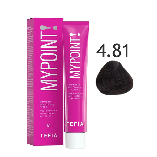 Tefia Mypoint Перманентная крем-краска для волос, цвет 4.81 брюнет коричнево-пепельный, 60 мл