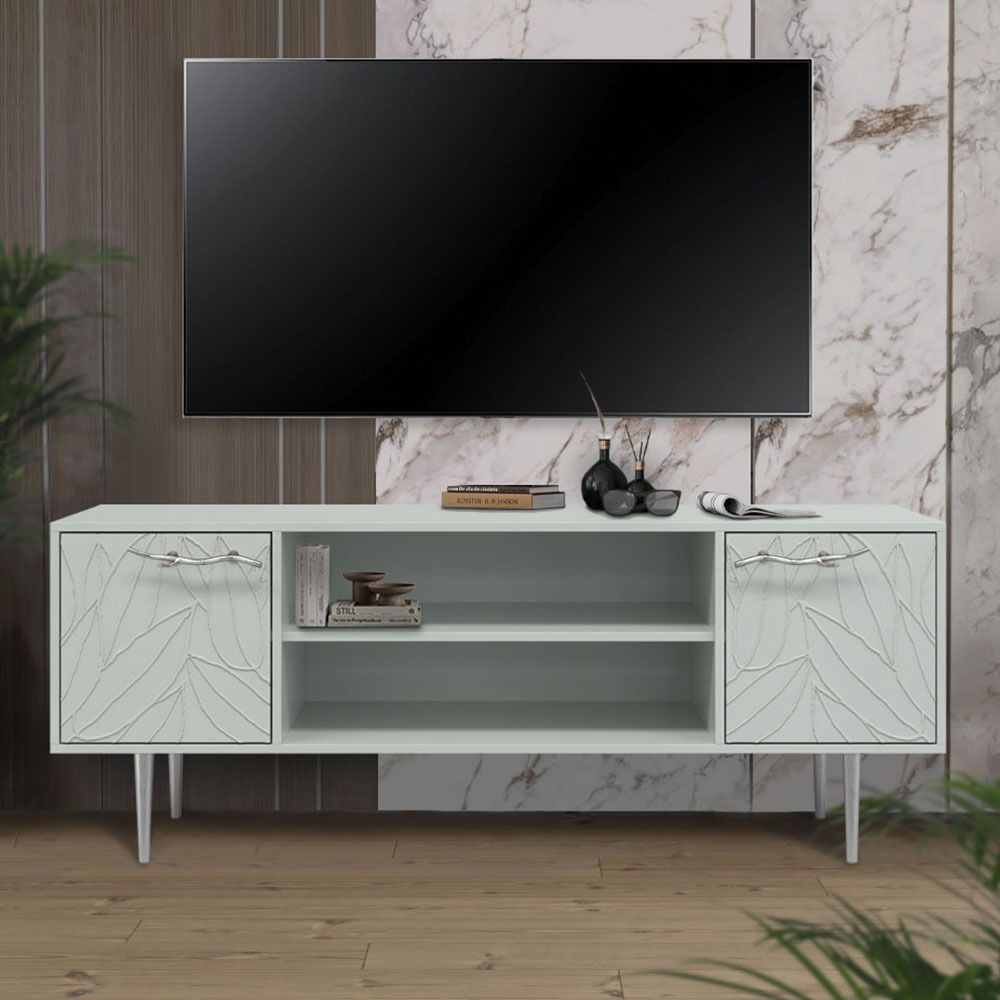 Тумба под ТВ Арт Колор leaves 155см Стайл Сильвер Серый дым