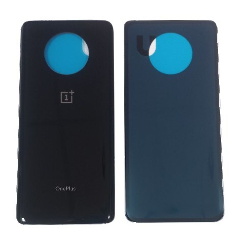 Задняя крышка для OnePlus 7T чёрная глянцевая (Black) со стеклом камеры