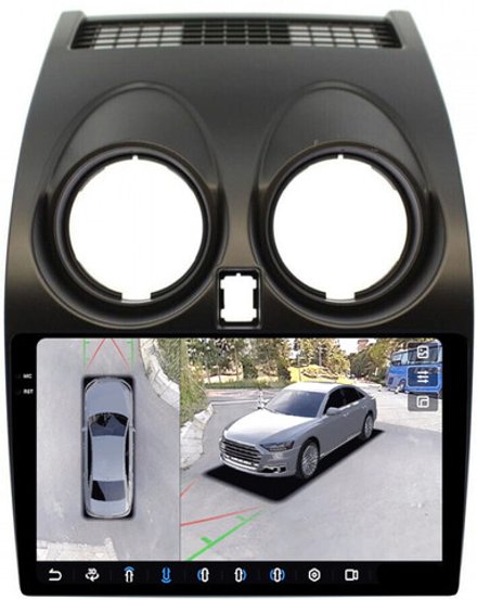 Магнитола для Nissan Qashqai J10 2006-2013, Dualis - FarCar BX1170M-360 монитор 9.5" 2K QLED на Android 13, 6Гб+128Гб, CarPlay, 4G SIM-слот, 4 камеры в комплекте