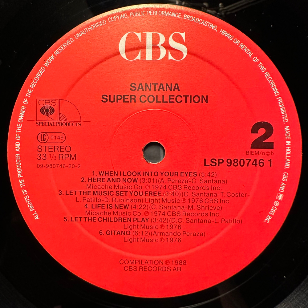 Santana - Super Collection 2LP (Англия 1988г.)
