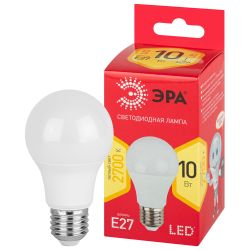 Лампа светодиодная ЭРА RED LINE LED A60-10W-827-E27 R 10Вт груша теплый белый свет Е27