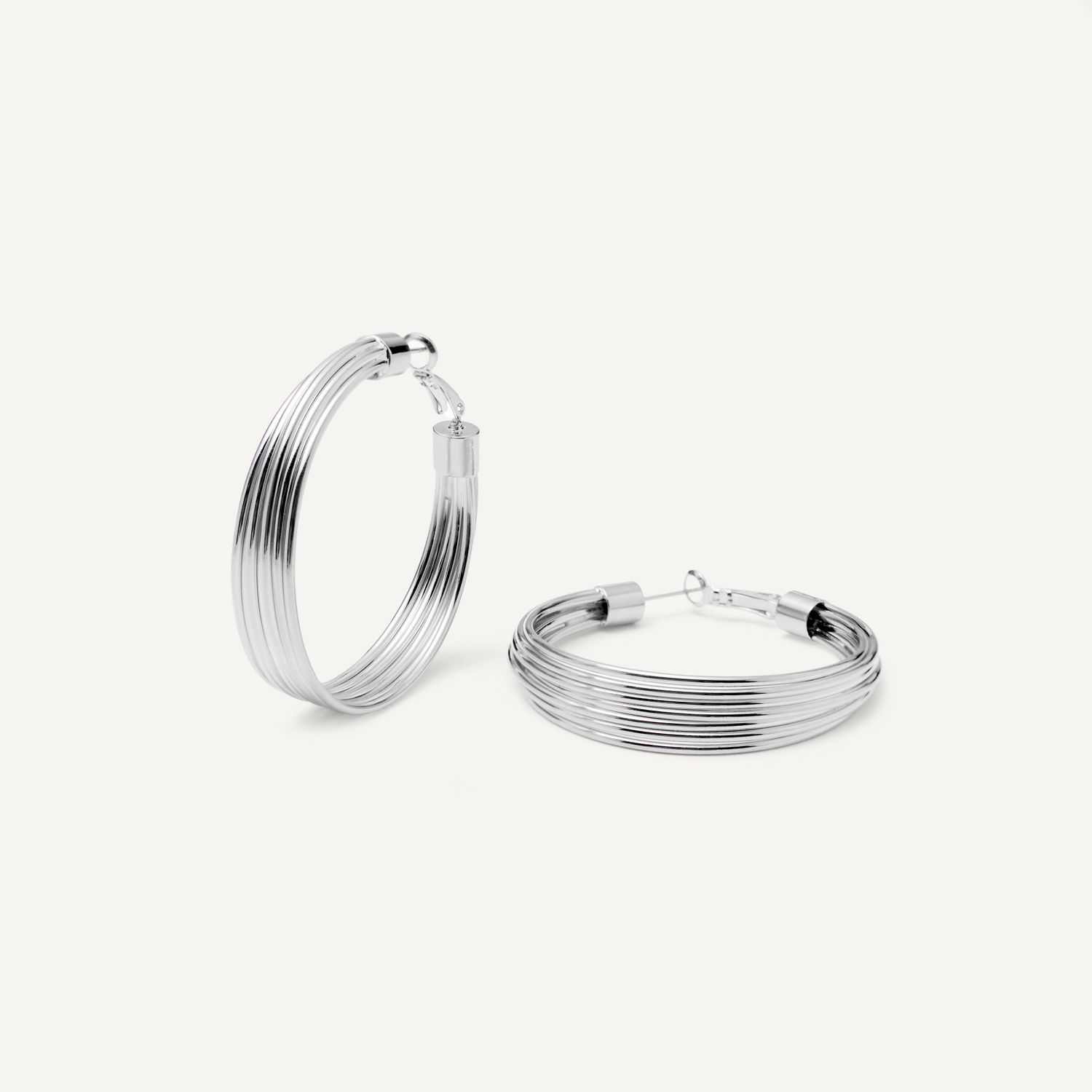 Серьги Abreast Lines Hoops – Silver