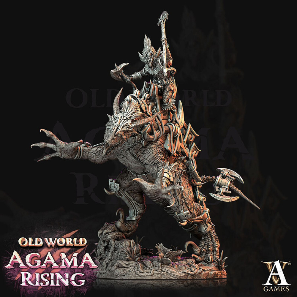Grand Alliance Order  Seraphon Lizardmen Skink Carnosaur Сцинк на карнозавре миниатюра для dnd, днд, pathfinder, фентези, Настольная игра, НРИ, Варгейм, РПГ