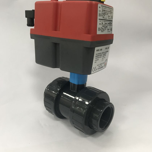 Кран шаровой ПВХ (НПВХ) с электроприводом 85-240 В разборный под клей (Ру10-16), PLIMAT, Португалия