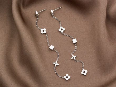 Серьги-гвоздики "Клевер" 93мм, сталь