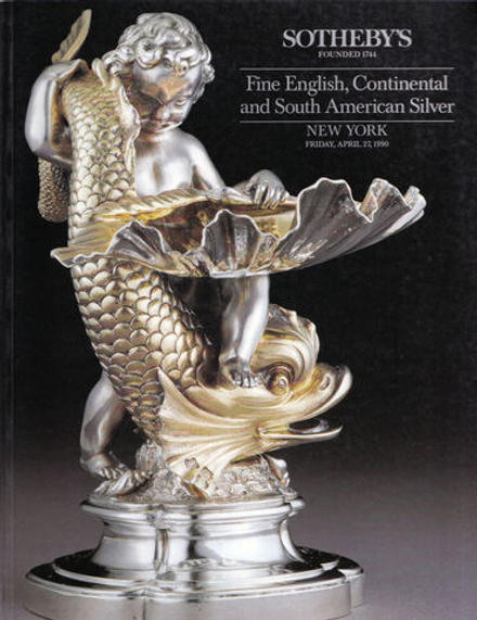 Каталог аукциона Sotheby's, Нью-Йорк, Английское, континентальное и южно-американское серебро от 27 апреля 1990 года