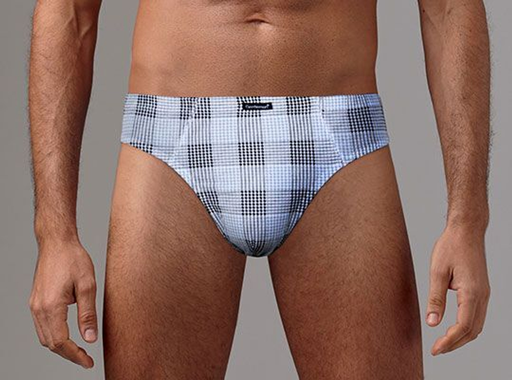 Комплект из двух клетчатых трусов-слипов (Размер: XL) (Цвет: серый с жёлтым)