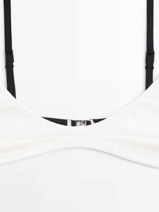 Massimo Dutti Топ бикини с рельефной отделкой, белый