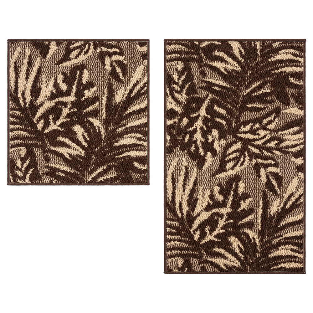 Набор ковриков д/ванной Shahintex LOOP ITALIANO  50*80+50*50 "джунгли" шоколадный