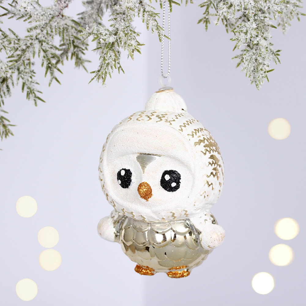 Ёлочная игрушка «Чудной пингвин» 7*5*10 см, Шампань